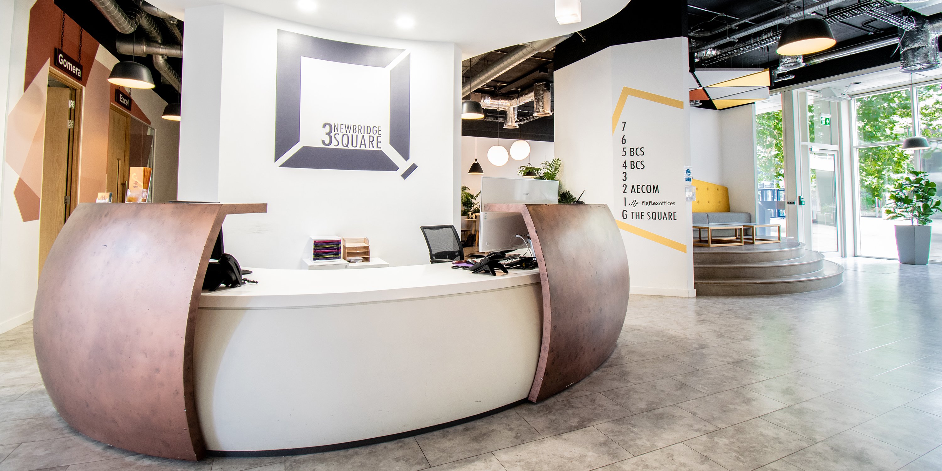 Interior shot of the reception area of Swindon's 3 Newbridge Square